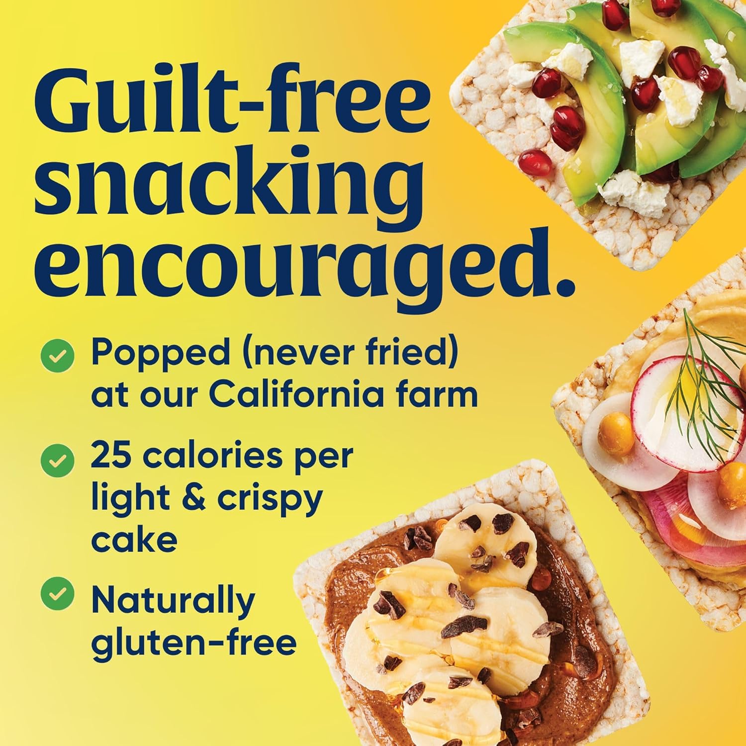 24 puffed grain cakes per 6 oz box in a thin, lightly crunchy format