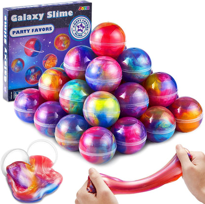 24 slime balls in 3 coordinated galaxy color groups per pack