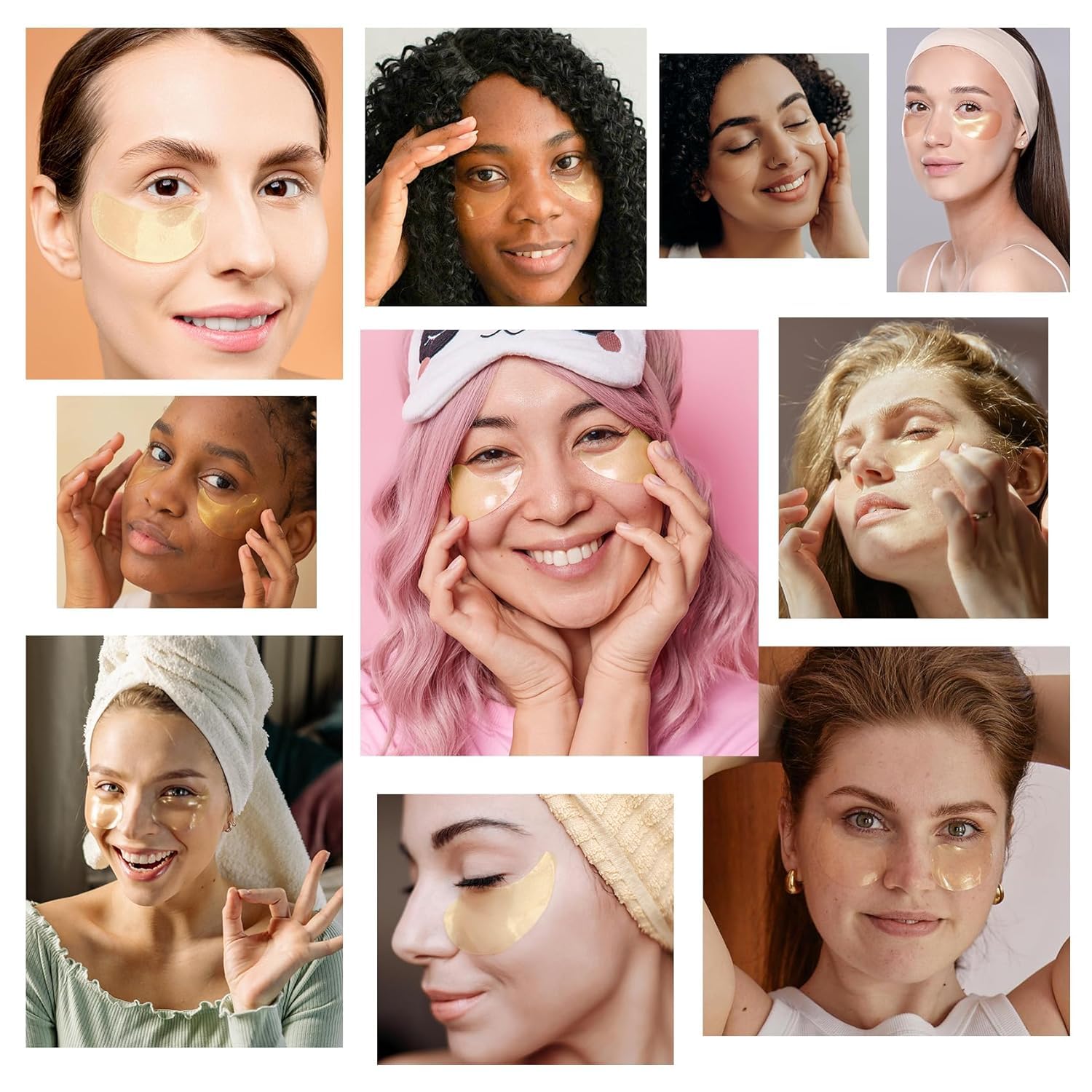 24K Gold Under Eye Patches - Calming Bedtime Skincare Ritual, Depuffs & Hydrates Tired Eyes