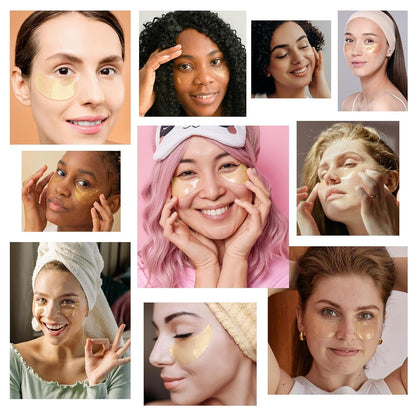 24K Gold Under Eye Patches - Calming Bedtime Skincare Ritual, Depuffs & Hydrates Tired Eyes