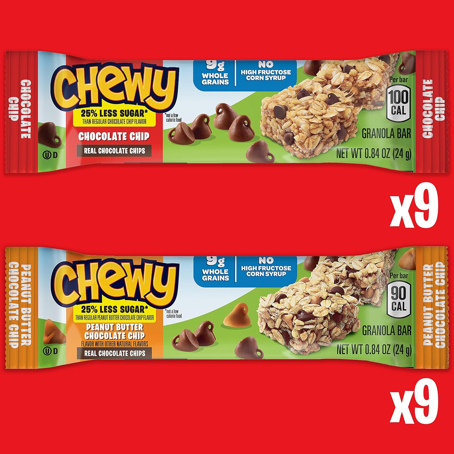 25% less sugar than regular quaker chewy bars (8g vs 11g per 40g serving)