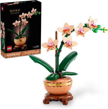 274 interlocking lego building pieces forming 5 peach blooms, buds, and green leaves