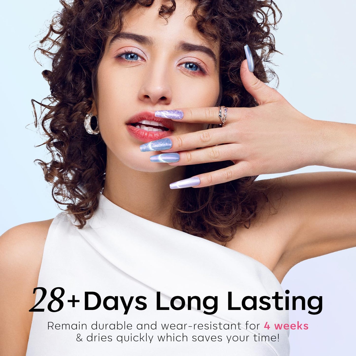 28+ day long-wear high-gloss finish with no peel-off or air bubbles