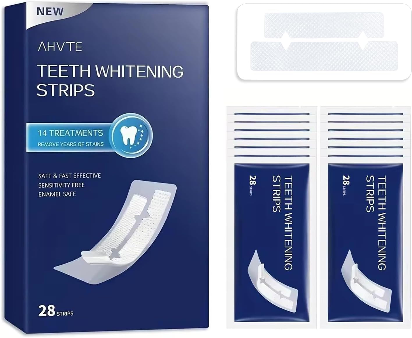 28 strips included for 14 full treatments (2 strips per session, upper and lower)
