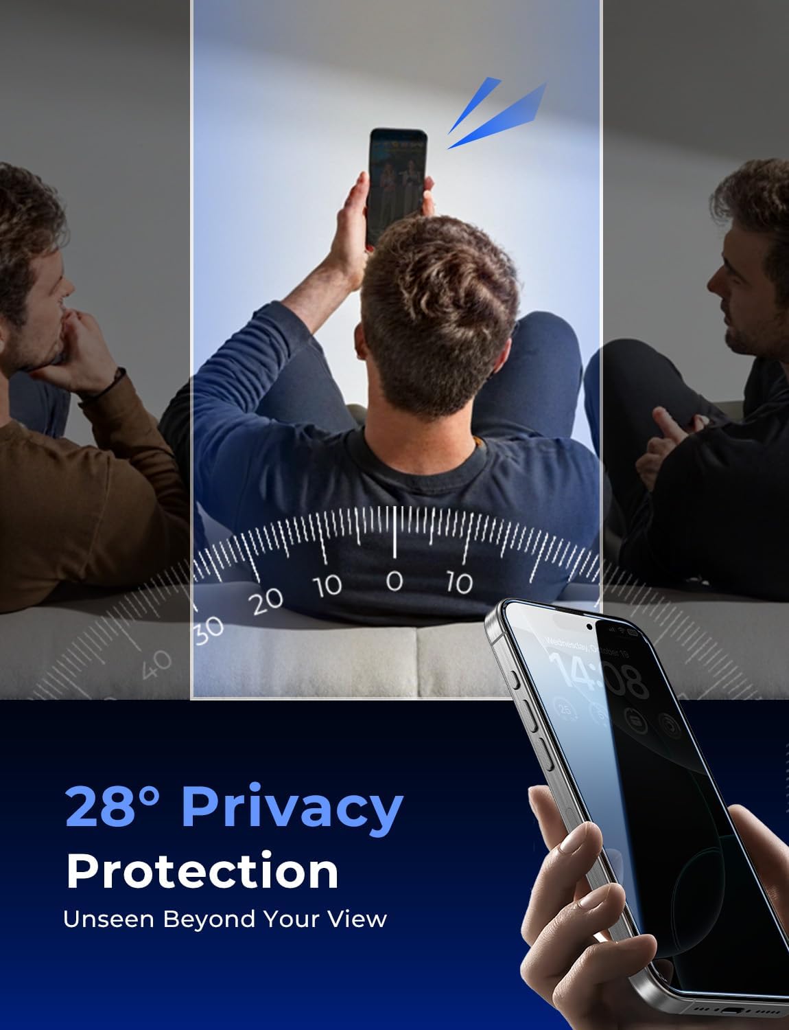 28° two-way privacy tempered glass