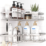 Sakugi No-Drill Corner Shower Caddy Black – Holiday Gift for Renters and College Students, Removable Stainless Steel Bathroom Shelf Set