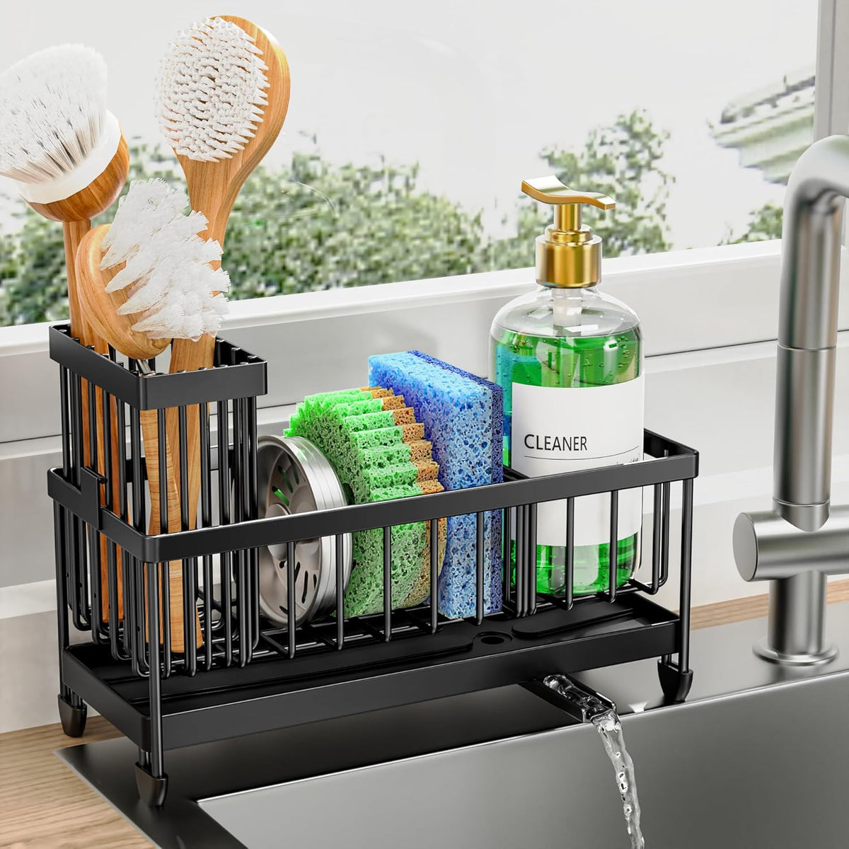 3-direction rotatable drainage spout that directs water into the sink
