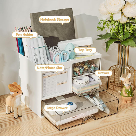 3 drawers (2 standard plus 1 larger bottom drawer) for hidden storage
