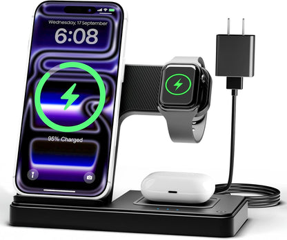 3-in-1 magnetic wireless charging for iphone, apple watch, and airpods at the same time