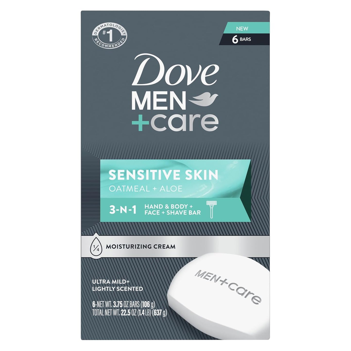 3-in-1 multi-use bar: cleans hands, body, face, and serves as shave lather