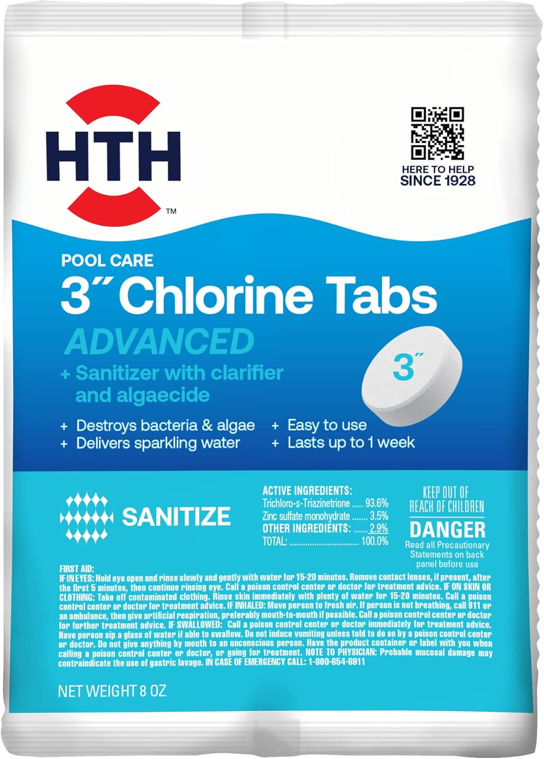 3-inch slow-dissolving chlorine tablets in tablet form