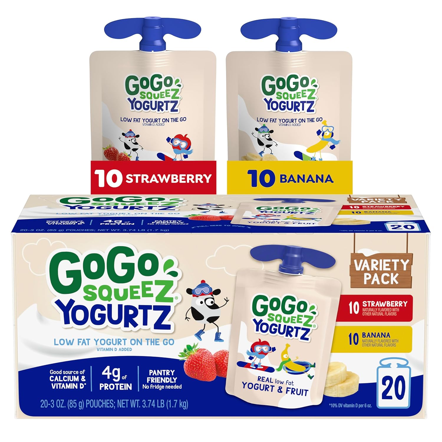 3 oz shelf-stable squeeze pouches with easy-open recloseable cap and built-in straw