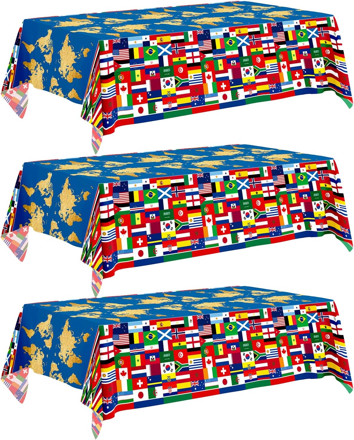 3-pack of large 137 x 274 cm (54 x 108 inches) rectangular plastic tablecloths