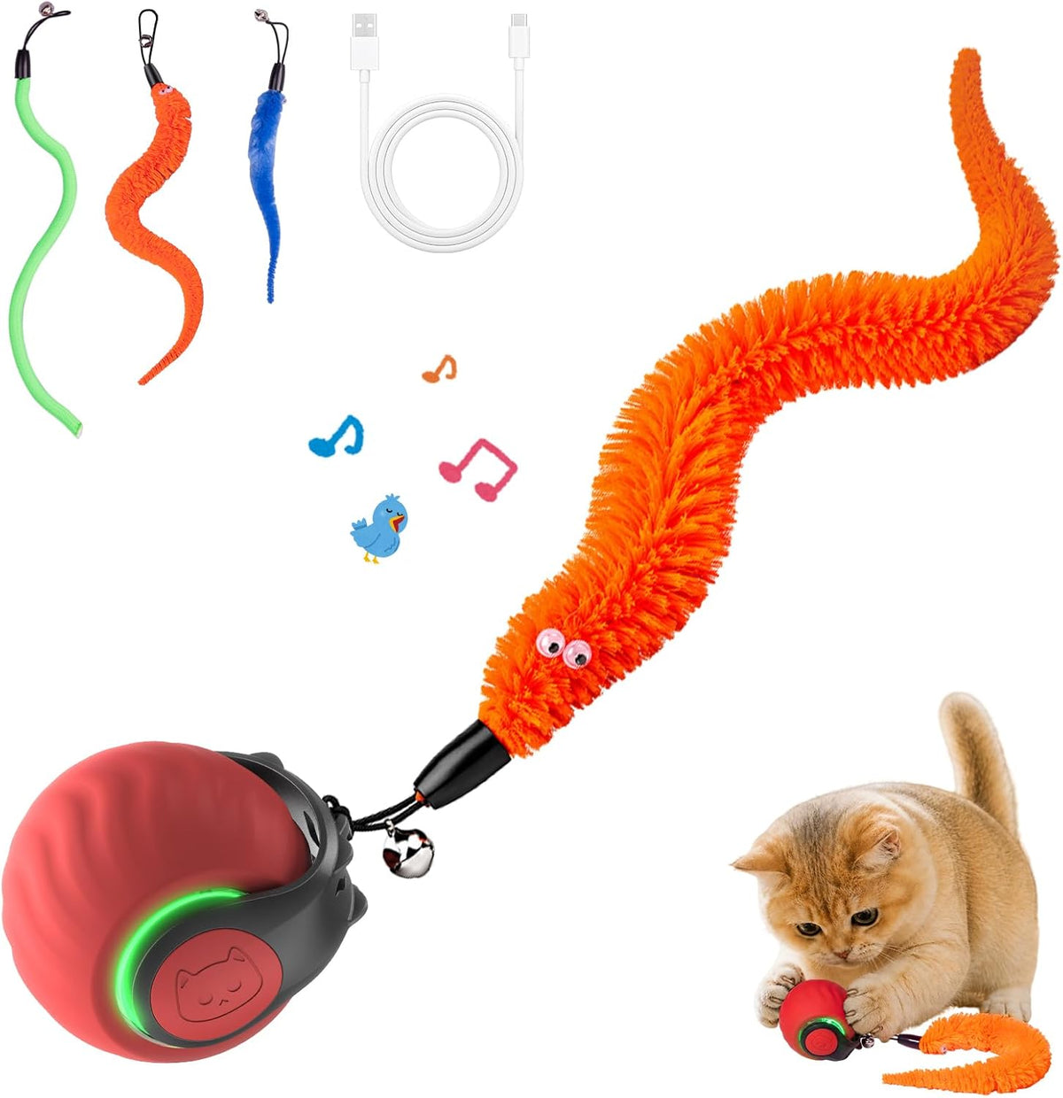 3 smart play modes: interactive (adult cats), high-speed (fast chases), and slow (kittens)