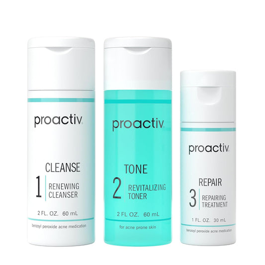 3-step system: renewing cleanser, revitalizing toner, repairing treatment