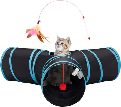 3-way collapsible tunnel configuration with spring steel frame and protective end caps