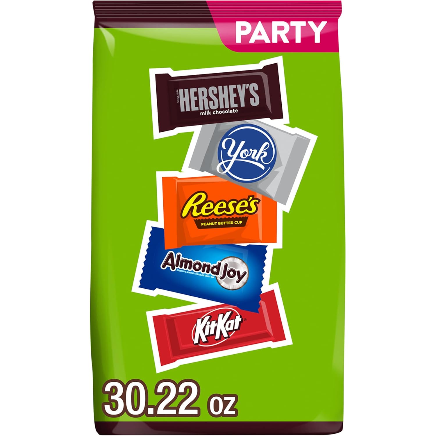 30.22-ounce bulk party pack with two size variants (pack of 1 and snack/fun size)
