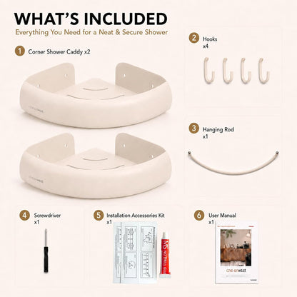 30-pound load capacity per shelf for multiple full-size shower bottles