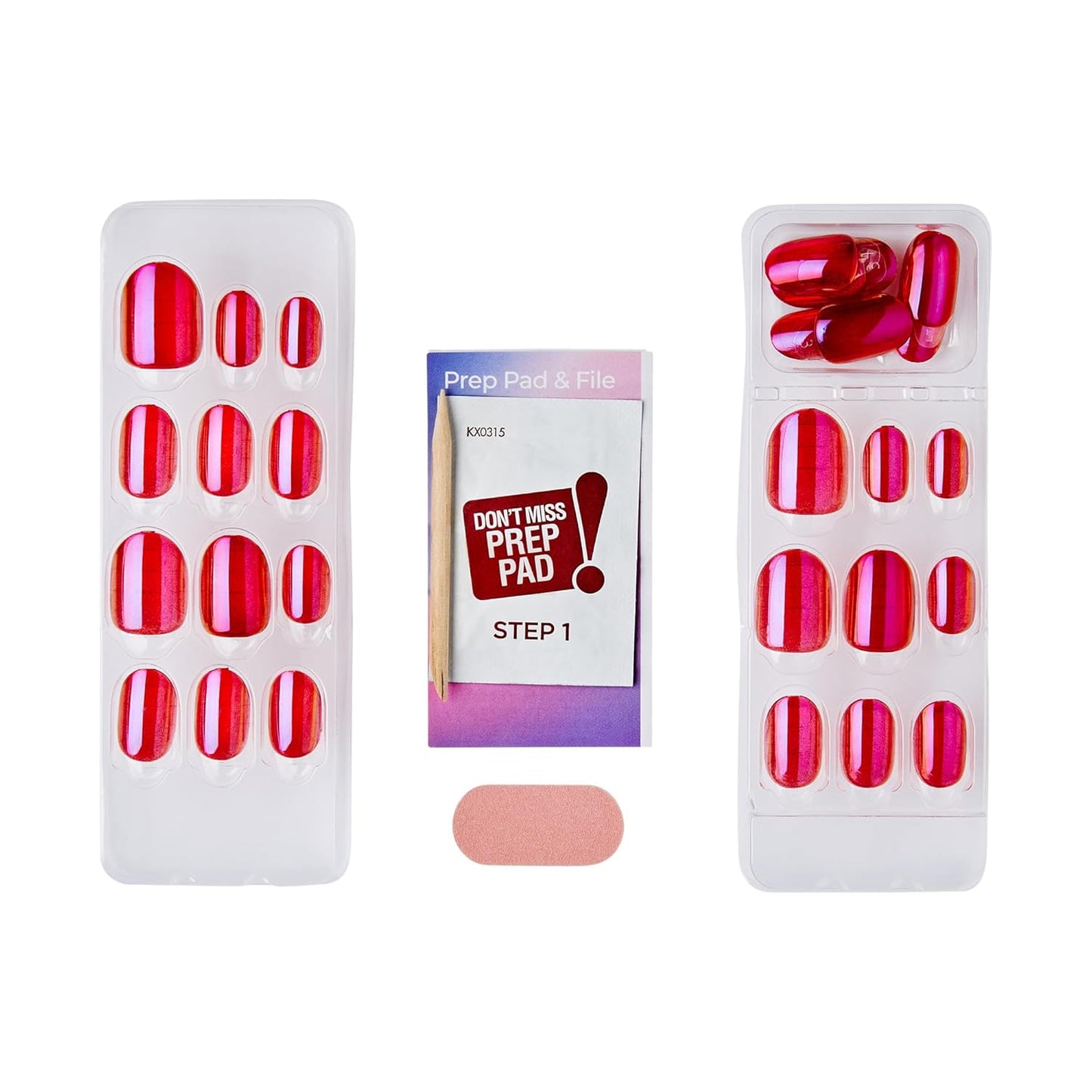 30 press-on nails per kit covering a full manicure with size variety