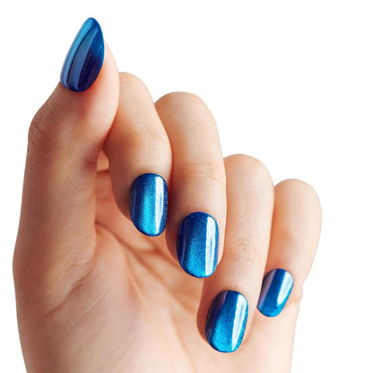 30 short oval press-on nails in 12 sizing options per kit