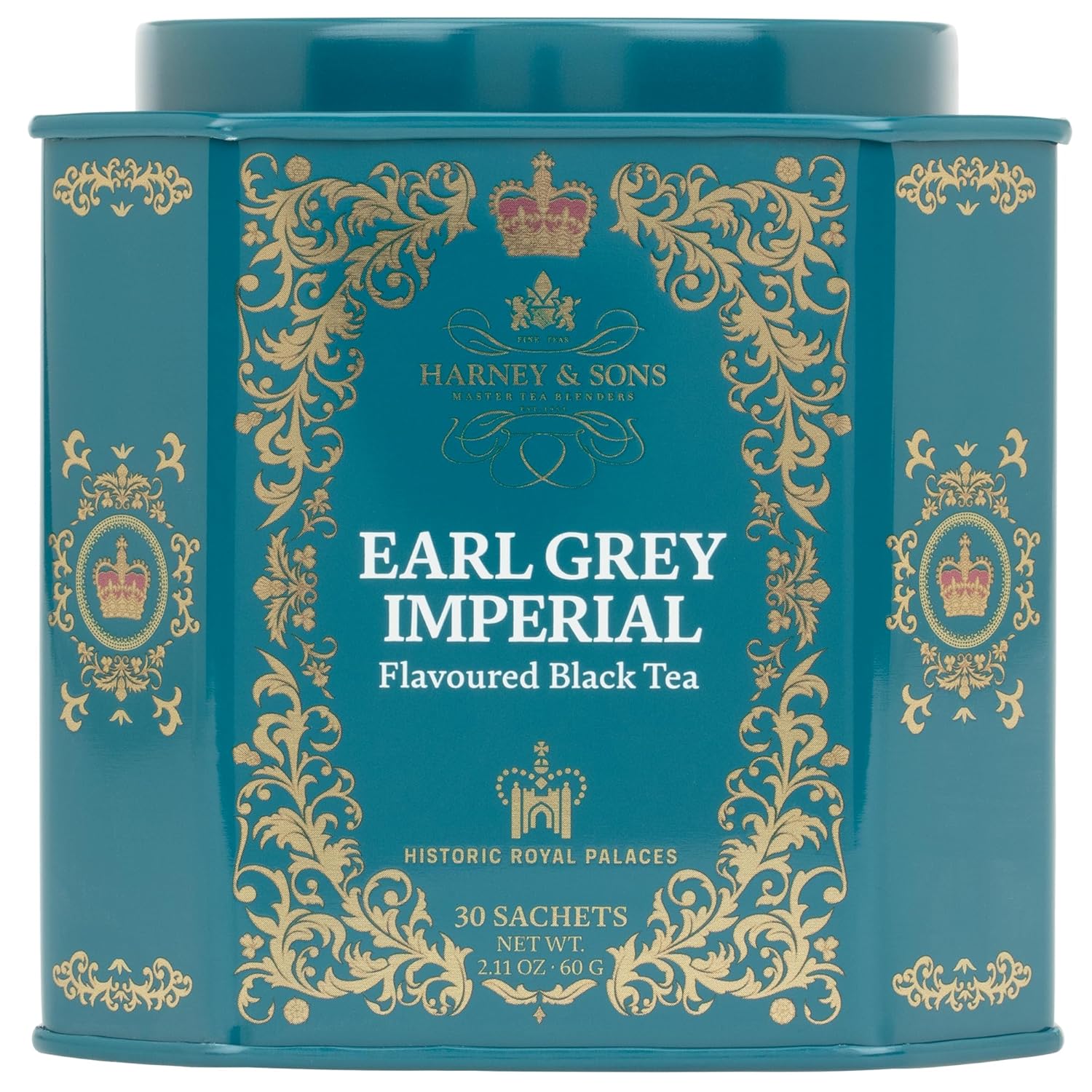 30 silken sachets per tin, each brewing a 12-ounce cup