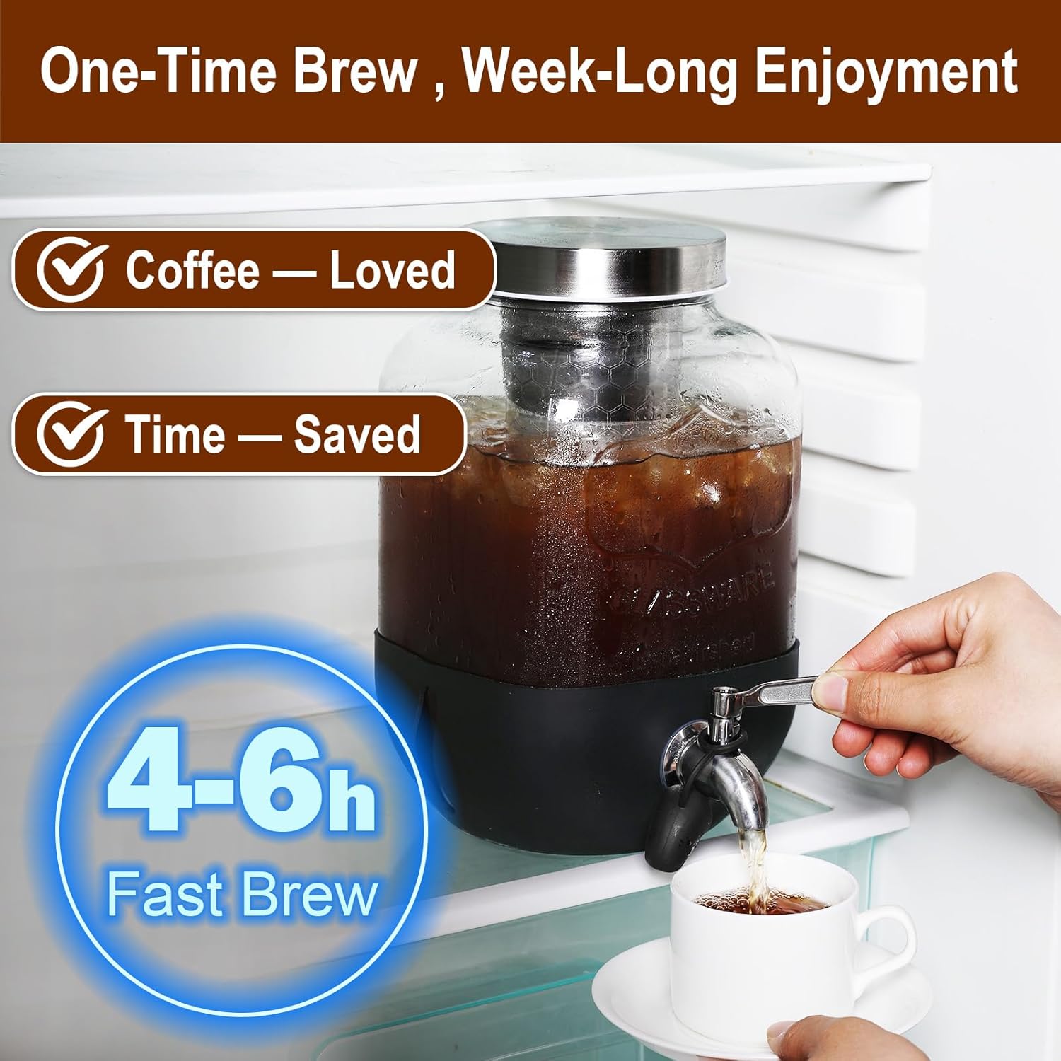 304 stainless steel reusable filter with 0.25mm precision holes and built-in coffee scale line