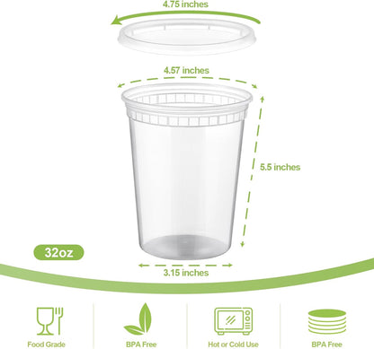 32 fluid ounce (approx. 4.5" x 4.5" x 5.5") rectangular capacity