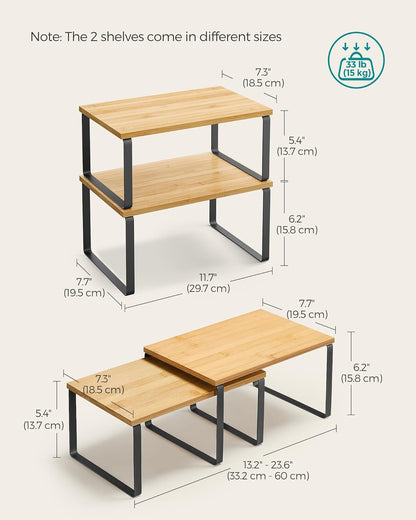 33 lb weight capacity per shelf from engineered wood and metal frame