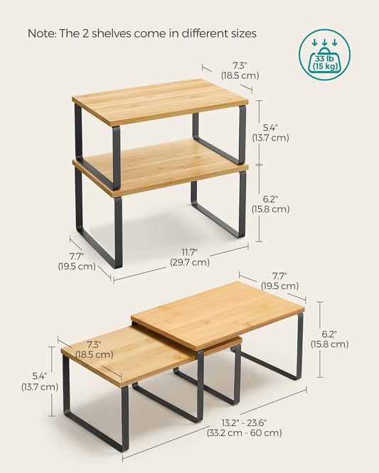33 lb weight capacity per shelf from engineered wood and metal frame