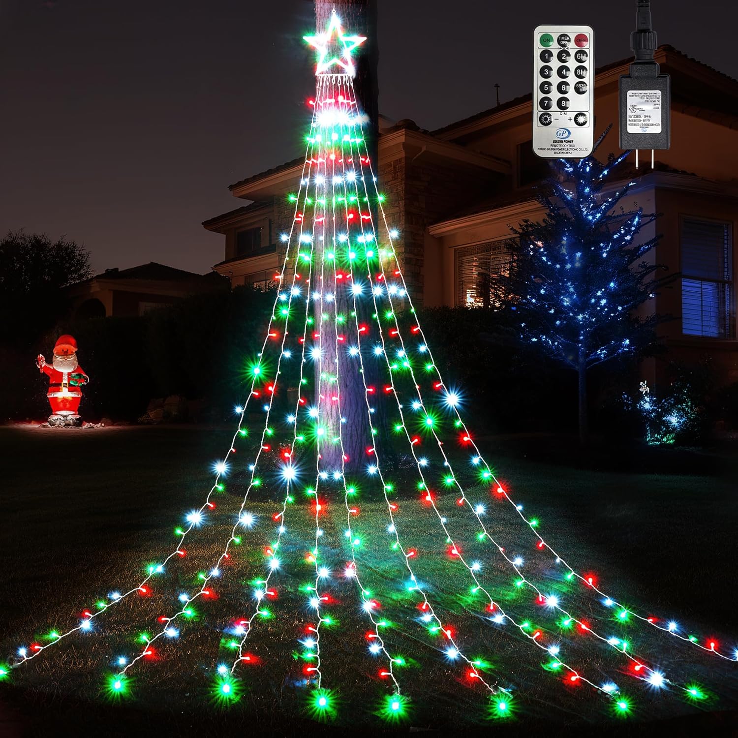 344 led bulbs across 9 draped strands spanning 11.9ft