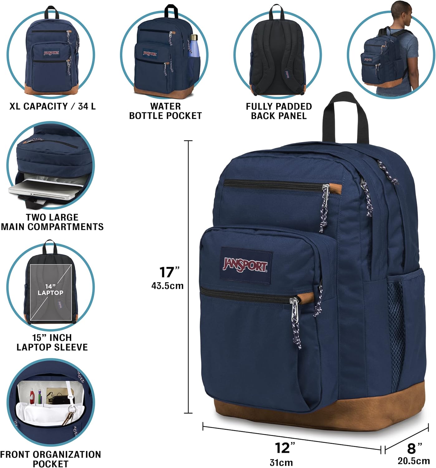34l / 2100 cu in extra-large capacity in a 17.5" x 13" x 10" frame