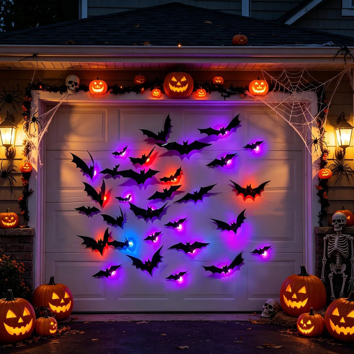 36 color-changing led inserts that flash in alternating red, purple, and blue