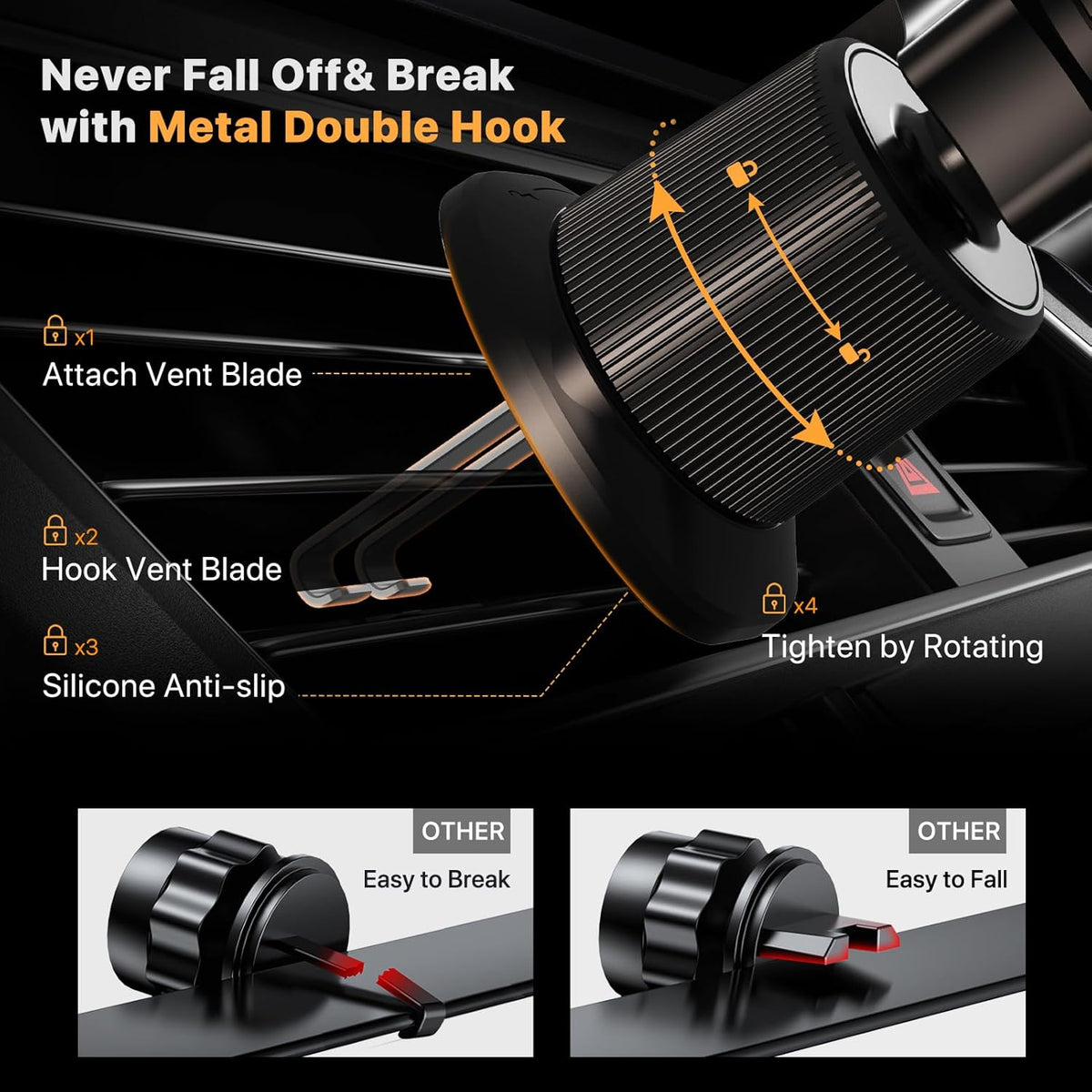 360-degree rotatable ball joint supporting portrait, landscape, and intermediate orientations