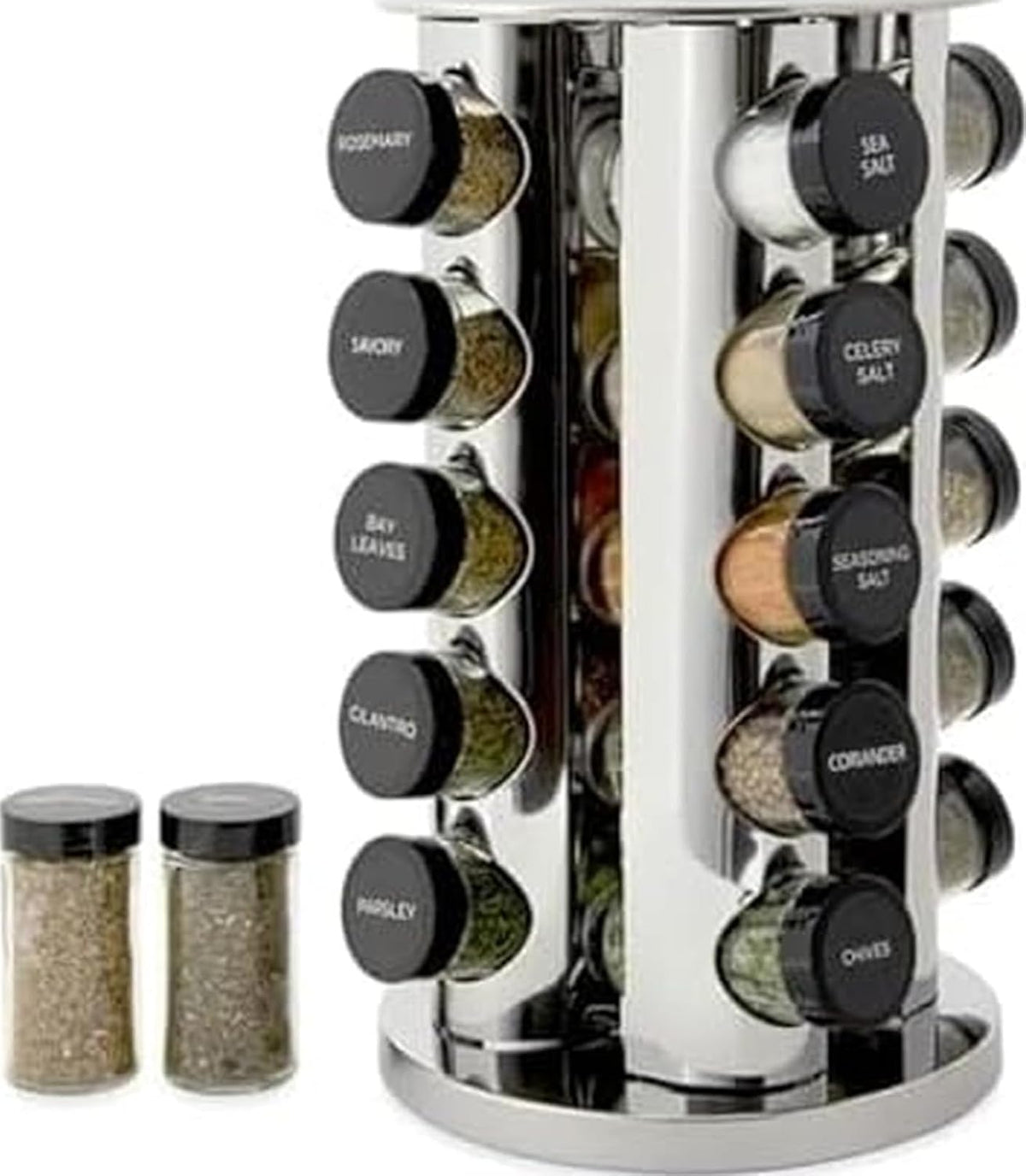 360-degree rotating stainless steel tower base (8.5"d x 8.5"w x 13.5"h footprint)
