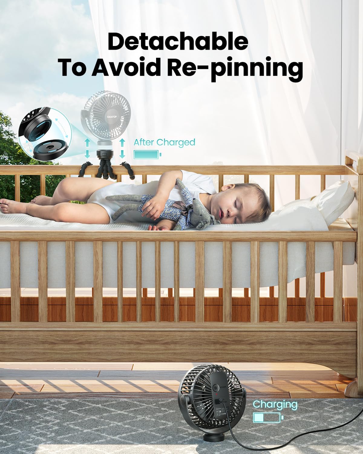 360° horizontal and 210° vertical rotation head for precise directional cooling