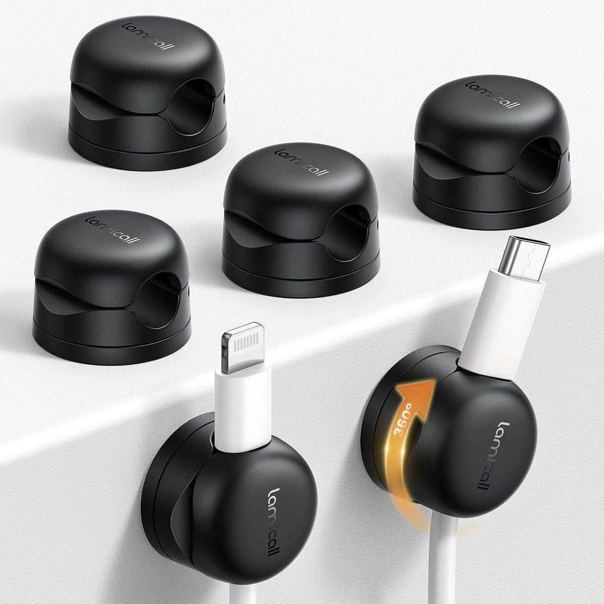 360° rotatable swivel head with 60° angled opening for flexible cord positioning