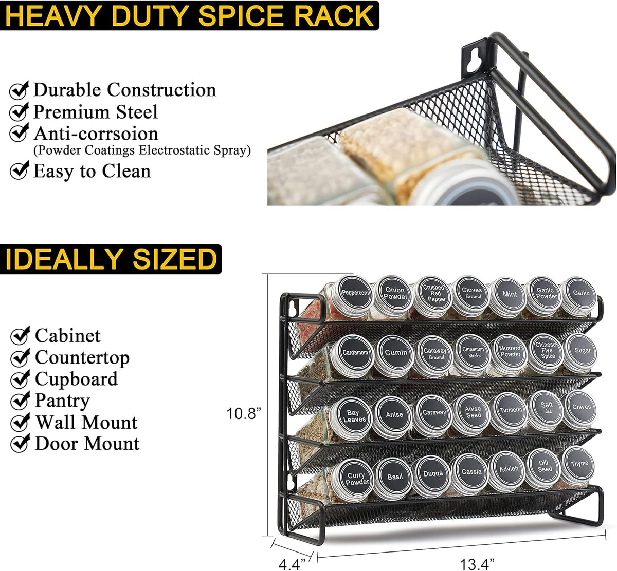 386-piece waterproof label set: 340 preprinted spice names plus 46 blank labels