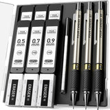 Uncluttered Mechanical Pencil Set – Quiet Desk Companion, 6 Metal Pencils in One Organized Travel Case