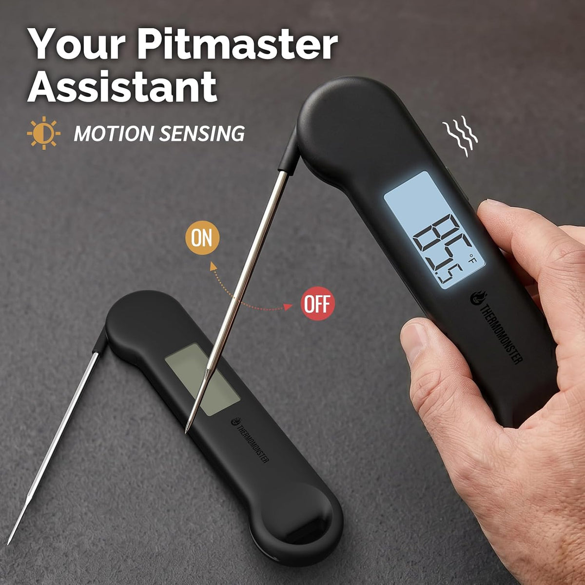 4.5-inch stainless steel probe for safe deep insertion into roasts and thick cuts