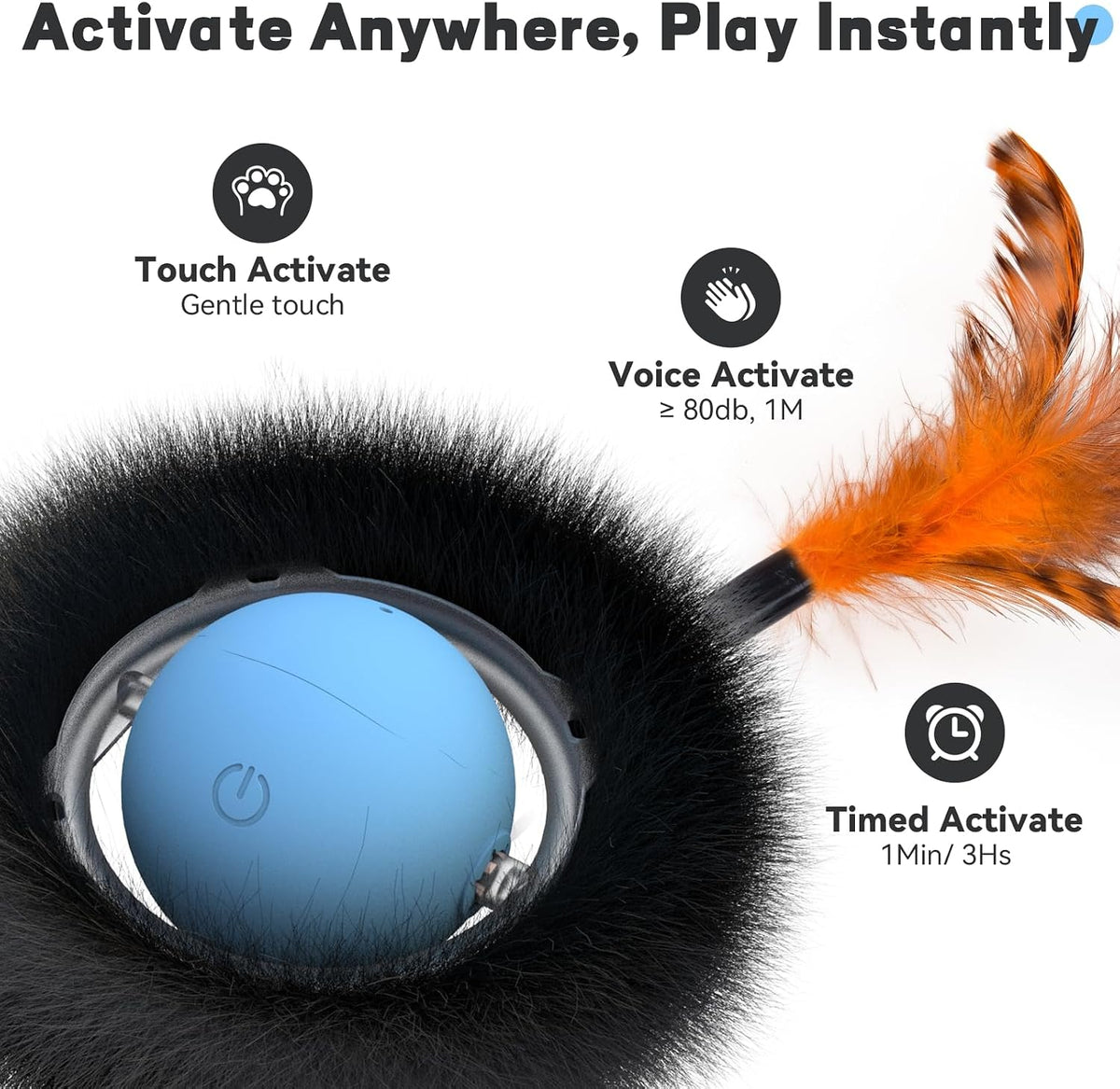 4 built-in sound effects: treat dispenser, bird chirping, frog croak, rustling mouse