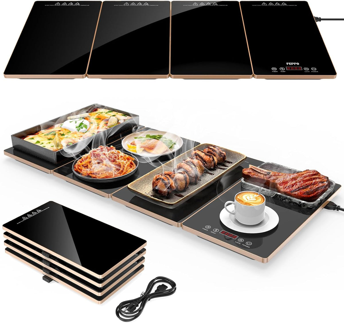 4 detachable, stackable modular panels (scalable from solo use to catering-scale)