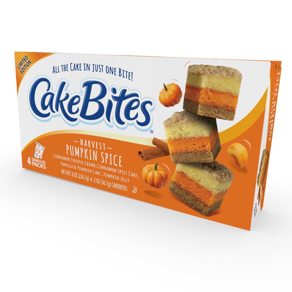 4 grab-and-go packets, each containing 3 individual cake bites (12 bites total)