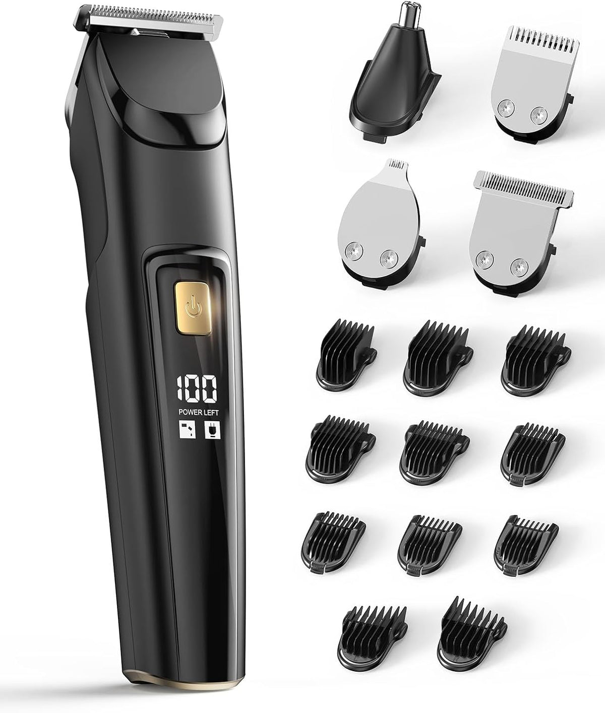 4-in-1 interchangeable heads for beard, mustache, nose/ear, body, and detail trimming