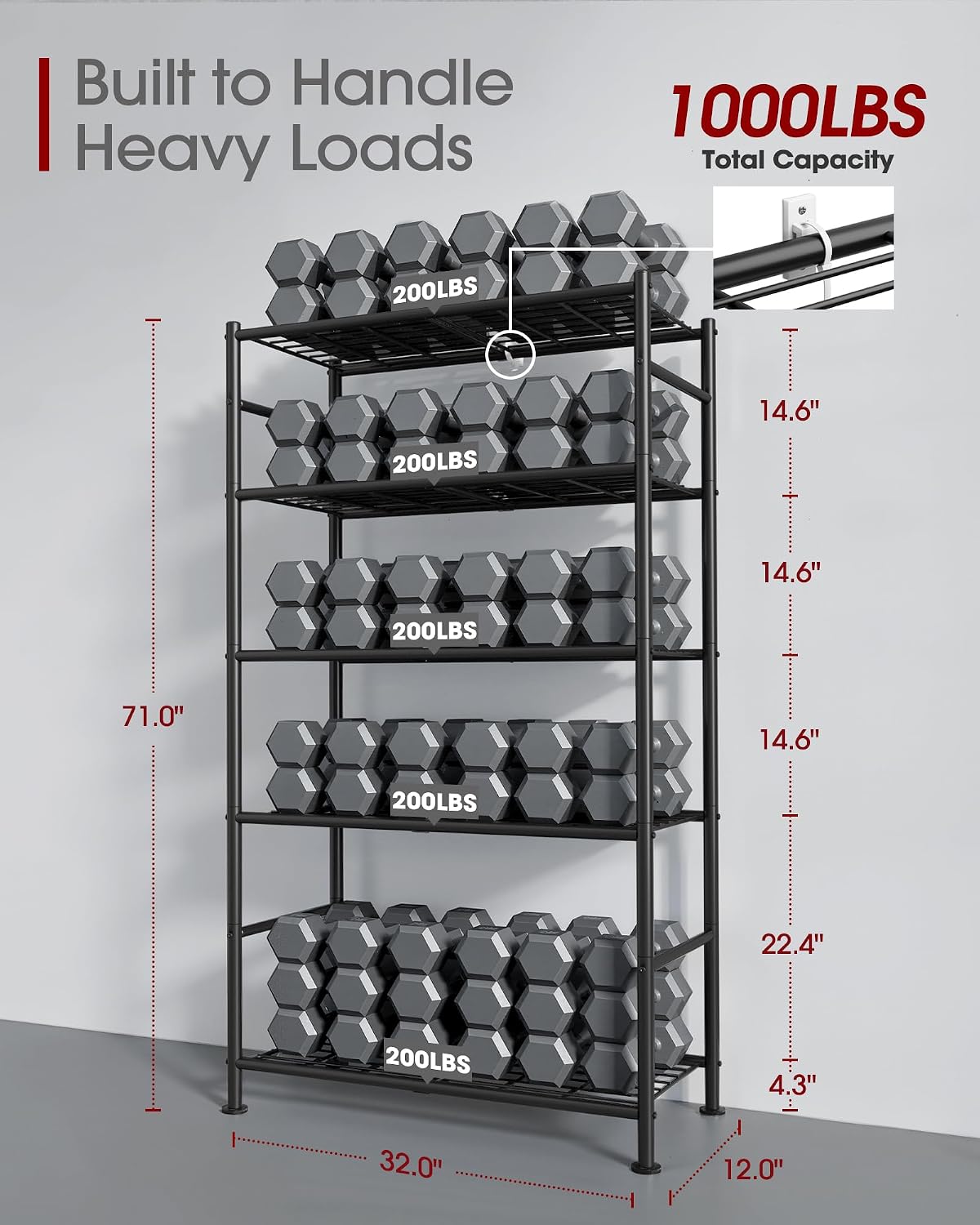 4 non-slip leveling feet for uneven floors