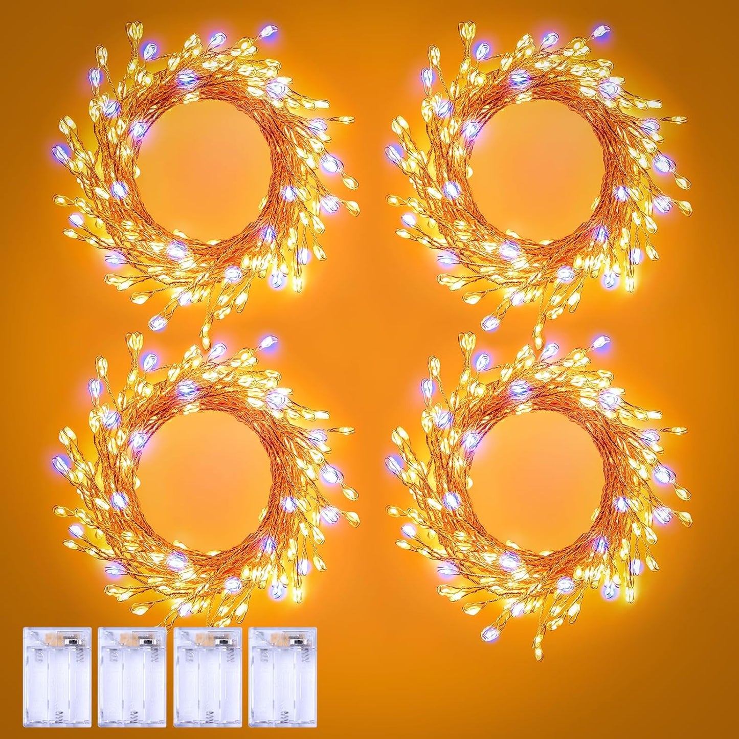 4-pack set totaling 40ft with 480 ultra-low-power leds (0.03w each, 120 per string)