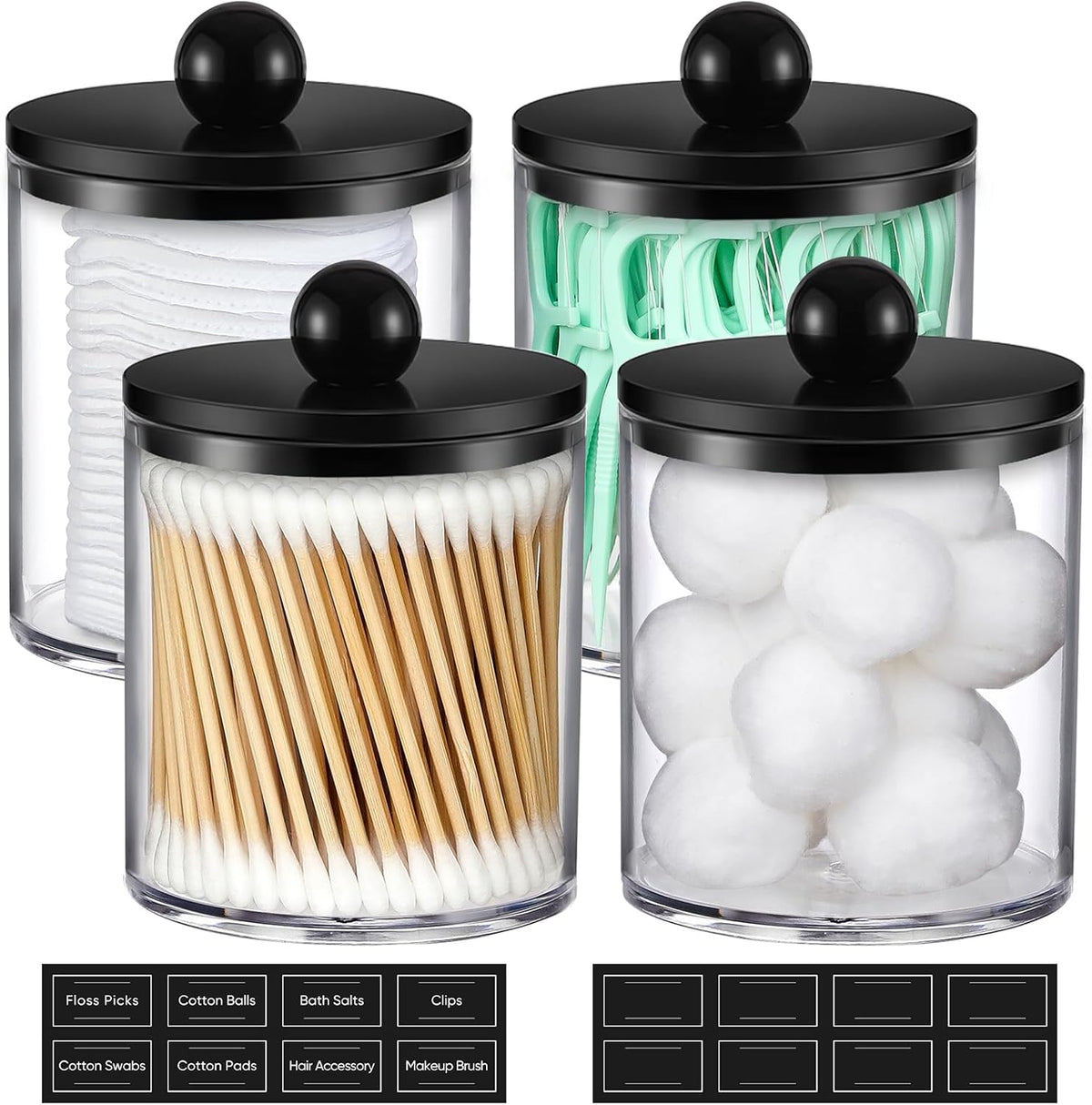 4-pack set with two 12oz and two 10oz acrylic canisters