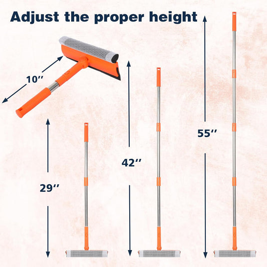 4-section stainless steel extension pole extending to 55 inches total reach