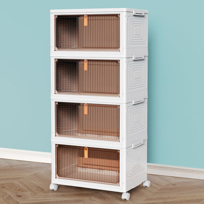 4-tier stackable frame with 93 qt total capacity and per-bin options of 23/32/36 qt