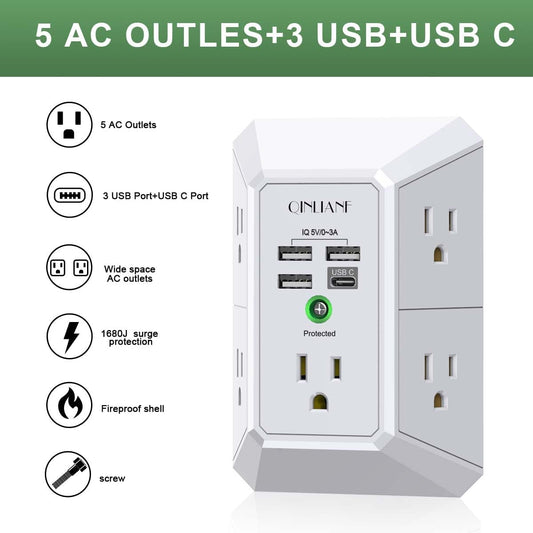4 usb charging ports (2 or 3 usb-a at 5v/2.4a plus 1 or 2 usb-c at 5v/3a depending on variant)