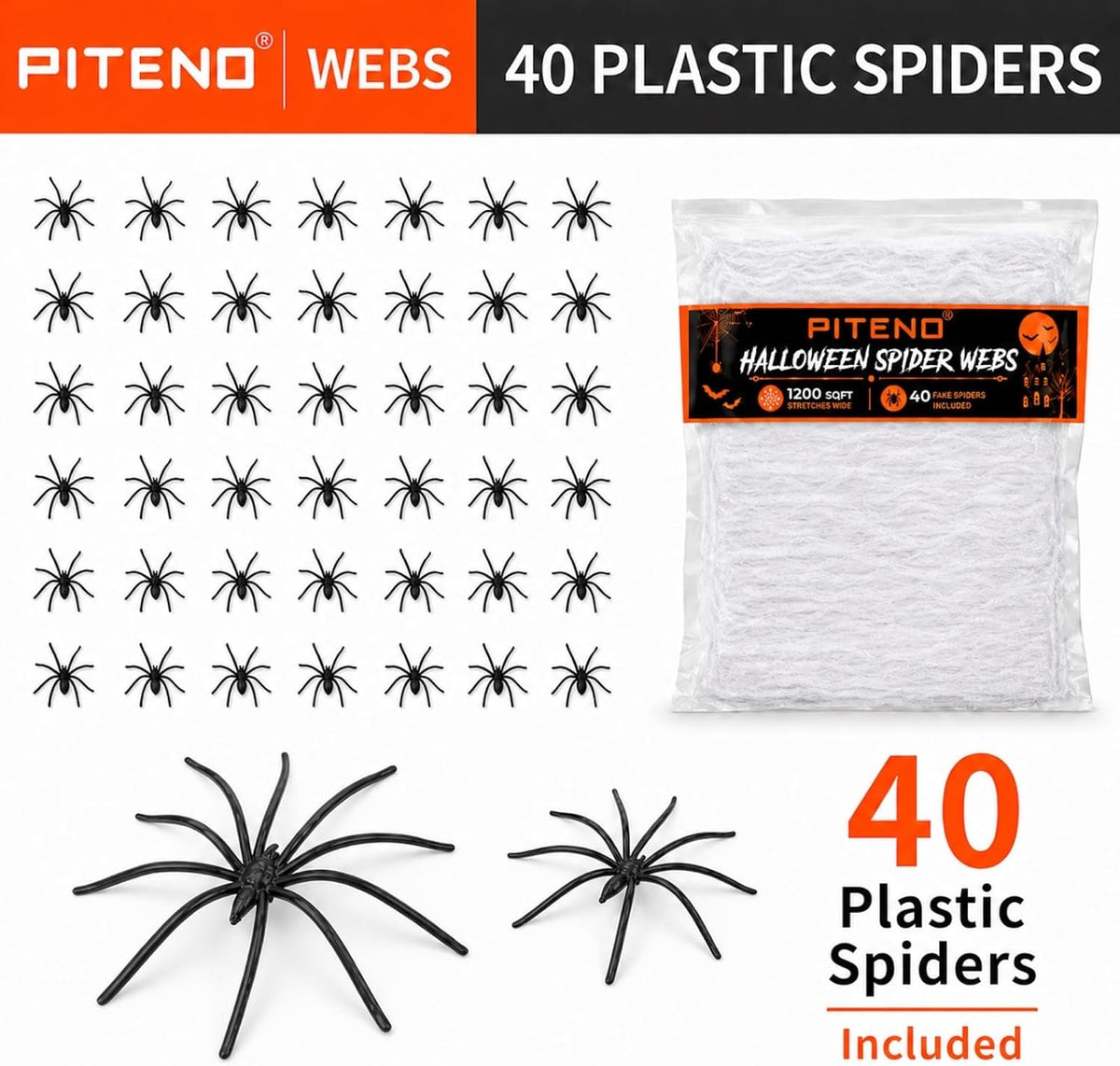 40 fake plastic spiders included for added creepy detail